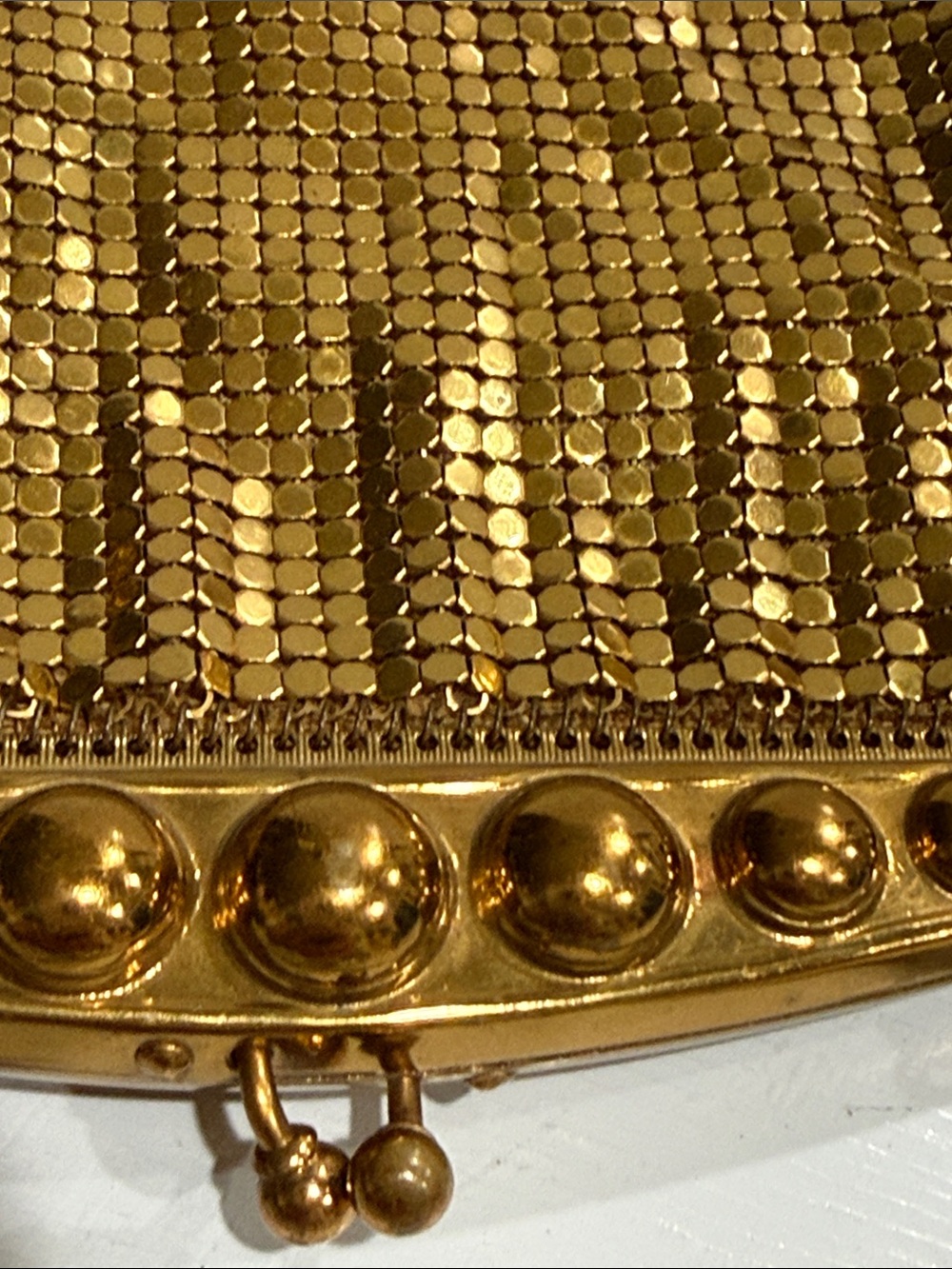 Whiting & Davis Gold Mesh Evening Clutch with Chain 1930 made in USA Excellent